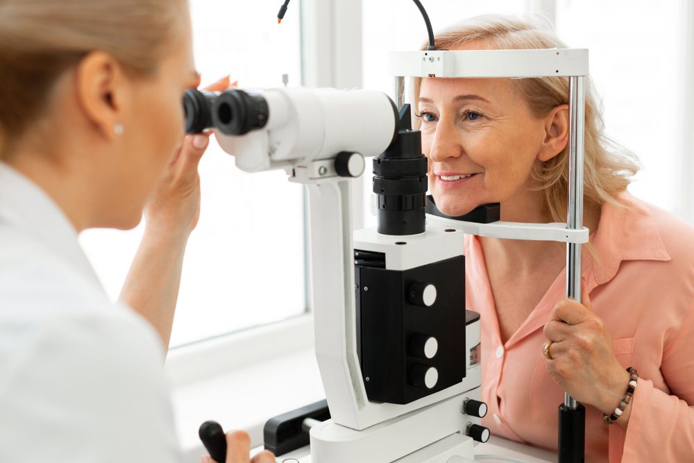 Woman getting eye test