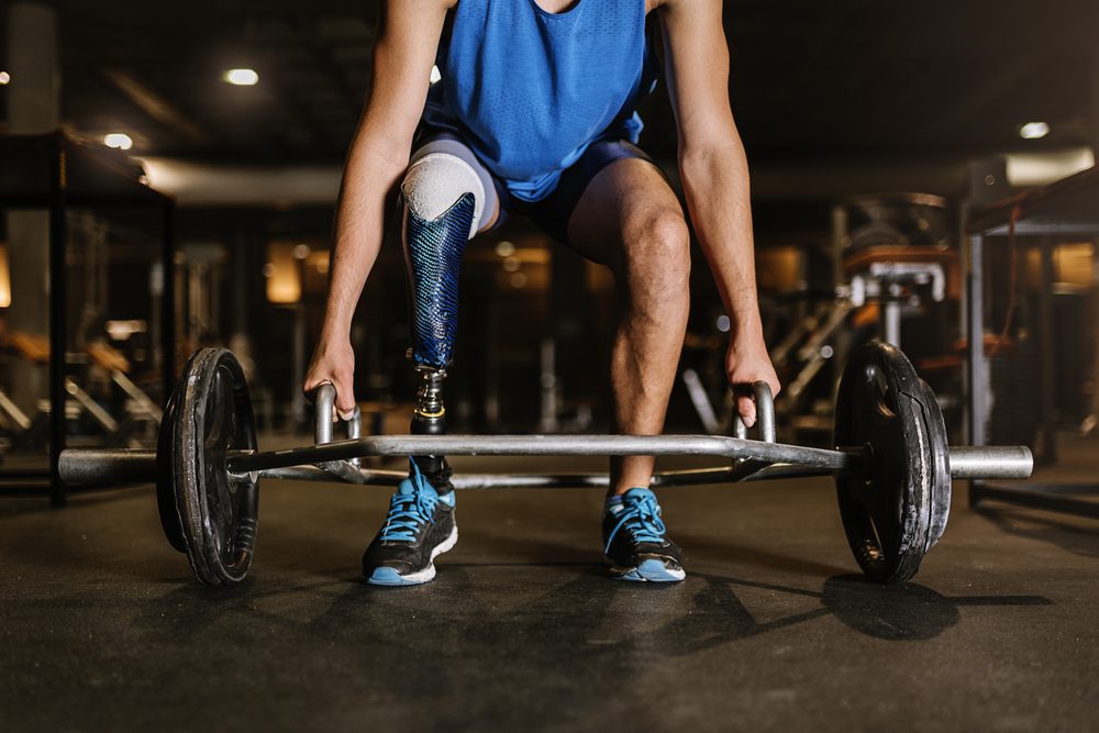 Person with a disability lifting weights